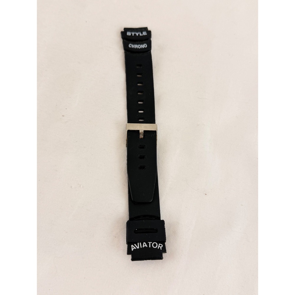 Aviator Chrono Style Black Rubber Watch Strap‎ 17mm Replacement Band
